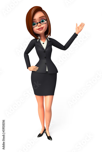 Young Business woman on a pointing