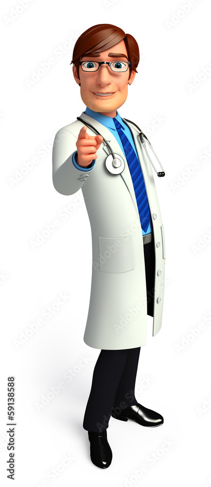 Young smart doctor pointing