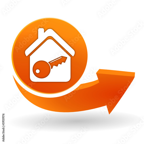 maison sécurisé sur bouton web orange