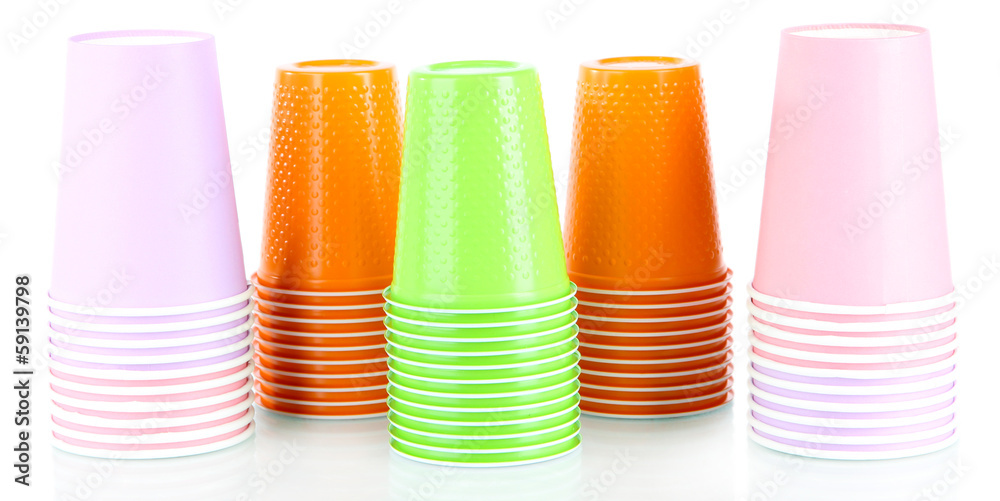 Cups in different color isolated on white Cups in different color isolated on white
