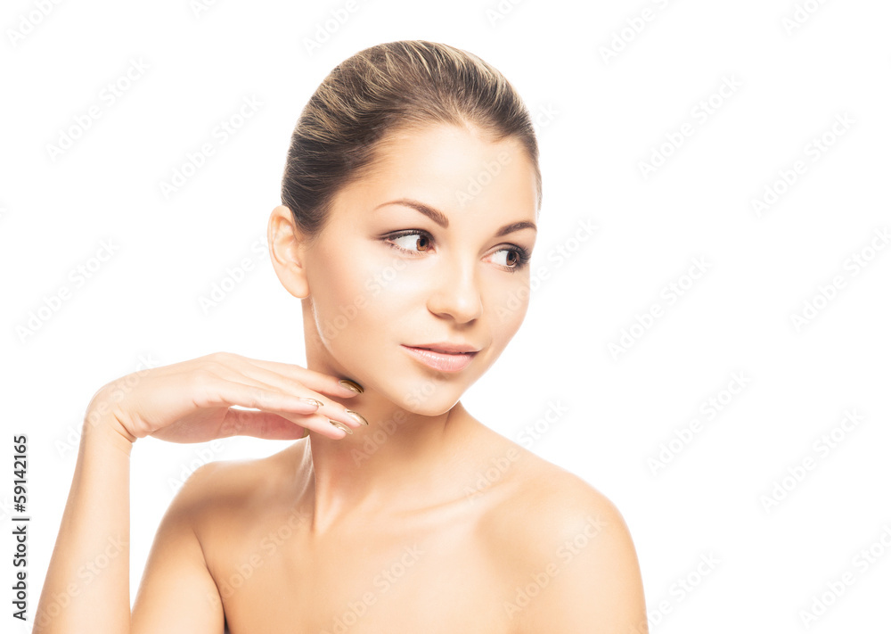 Close-up portrait of a young and beautiful woman in makeup Close-up portrait of a young and beautiful woman in makeup