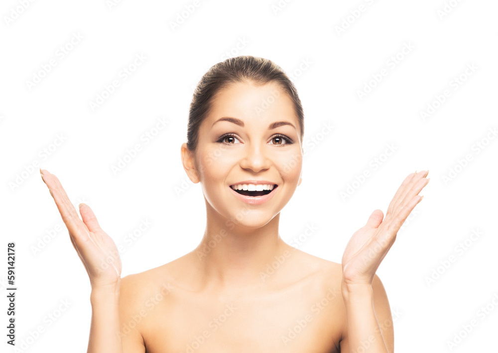 Portrait of young and happy woman isolated on a white background Portrait of young and happy woman isolated on a white background