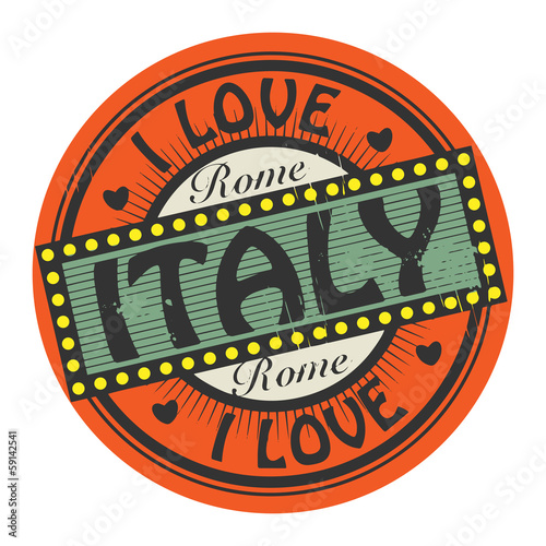 Grunge color stamp with text I Love Italy inside, vector