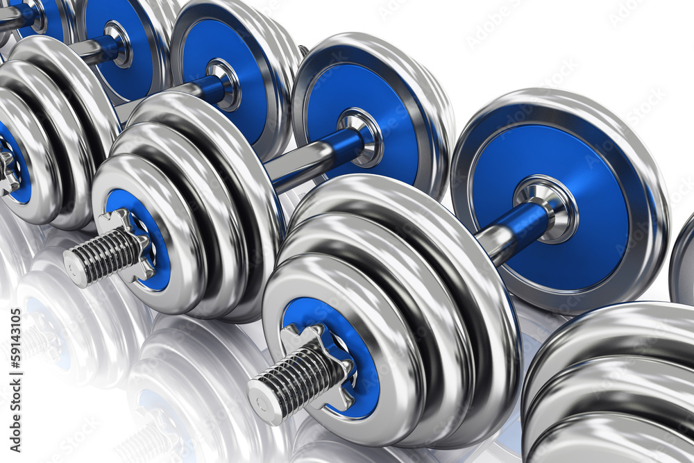 Row of dumbbells Row of dumbbells