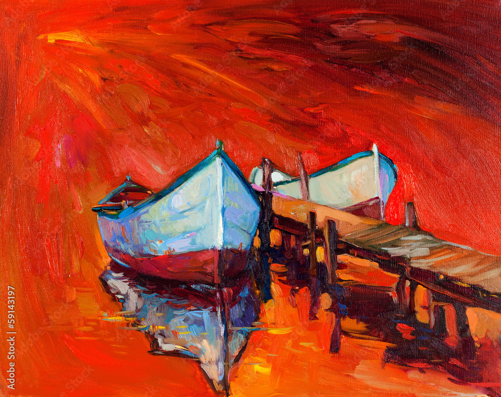 Fototapeta premium Boats and ocean