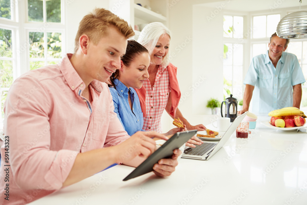 Family With Adult Children Having Breakfast Together Family With Adult Children Having Breakfast Together