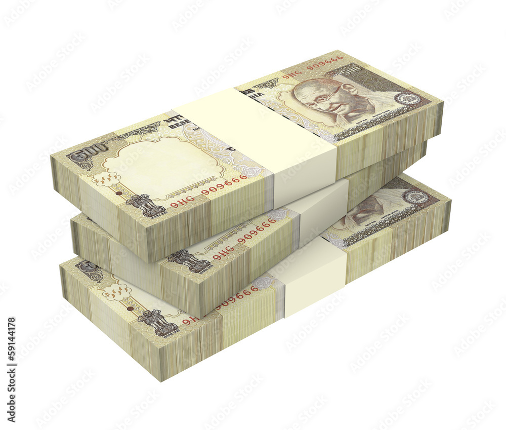 India Rupee isolated on white background. 3D photor endering. India Rupee isolated on white background. 3D photor endering.
