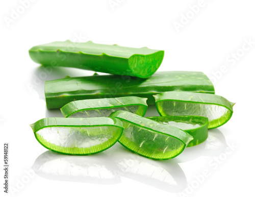 aloe vera fresh leaf. isolated over white