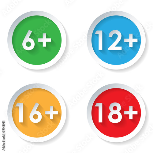 Set of age restriction flat icons