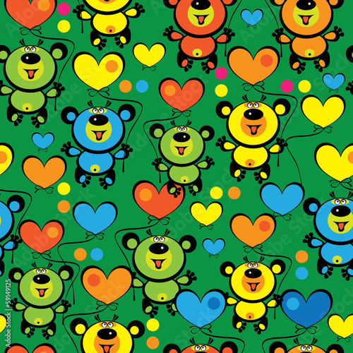 multicolored teddy bears seamless pattern © aleksbond