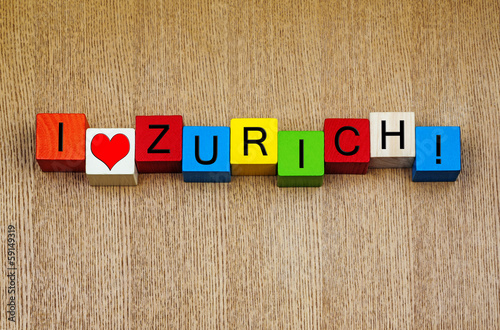 I Love Zurich, Switzerland - sign series for cities & travel