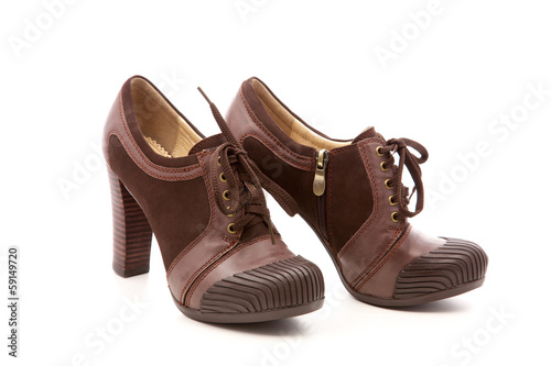brown, women's shoes on a white background