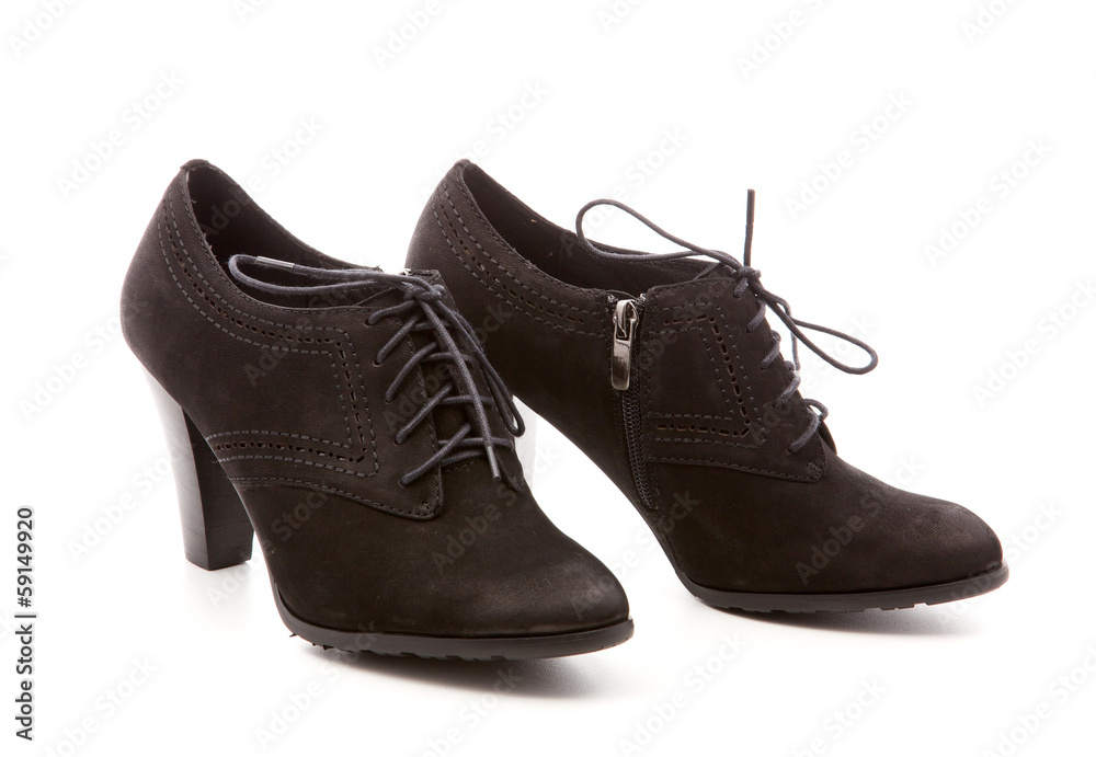 black, women's shoes on a white background