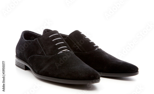 black, man's shoes on a white background