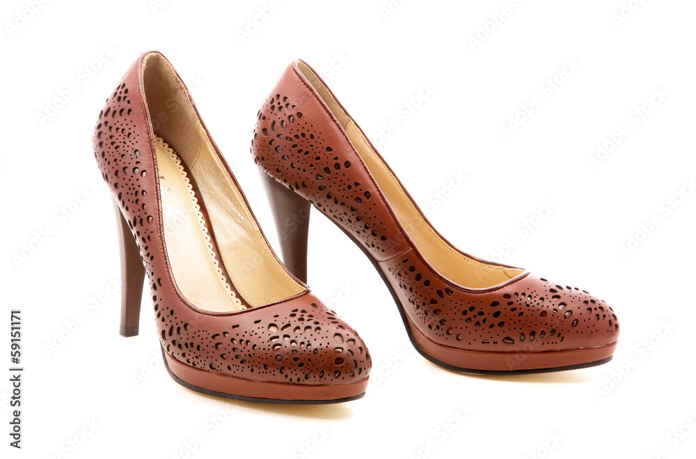brown, women's shoes on a white background brown, women's shoes on a white background