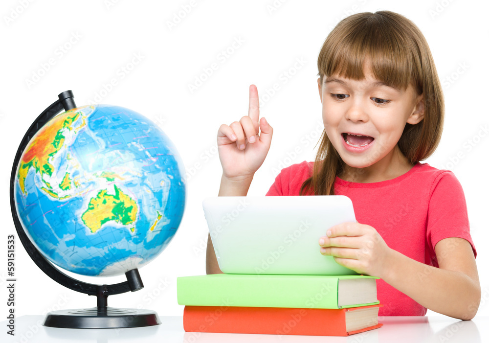 Young girl is using tablet Young girl is using tablet