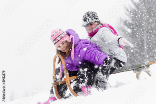 Happy children in snowy time
