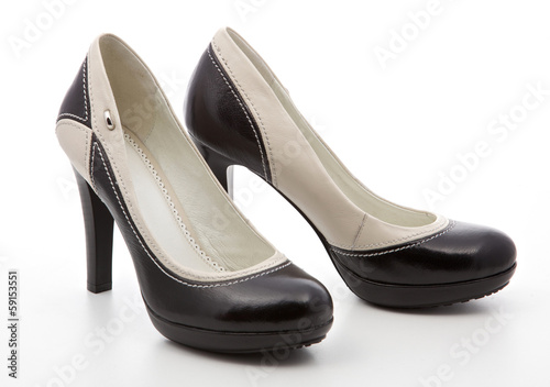 black, women's shoes on a white background