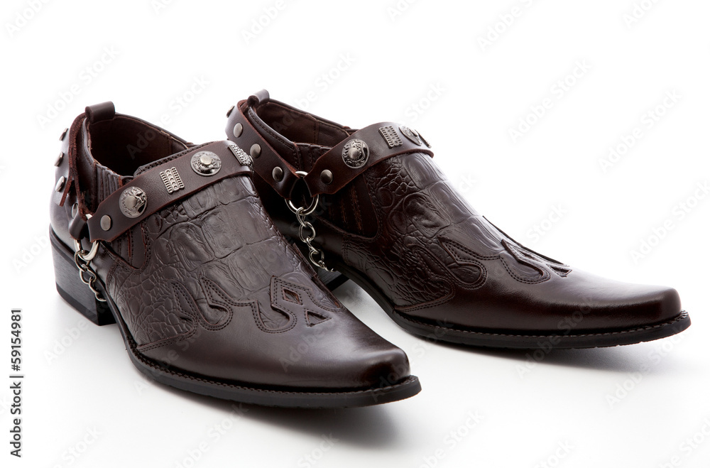 brown, cowboy's boots on a white background brown, cowboy's boots on a white background