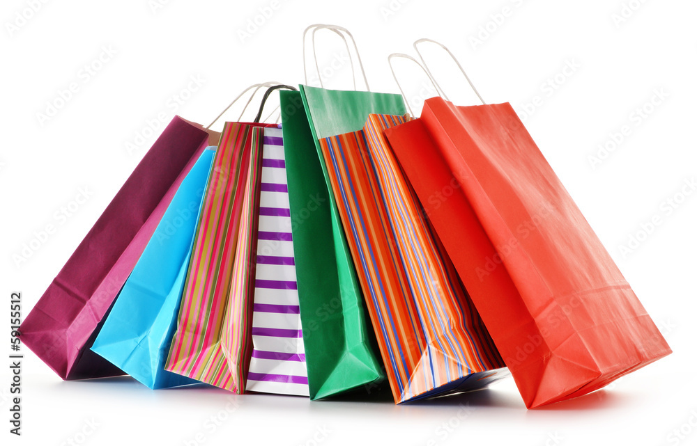 Paper shopping bags isolated on white background