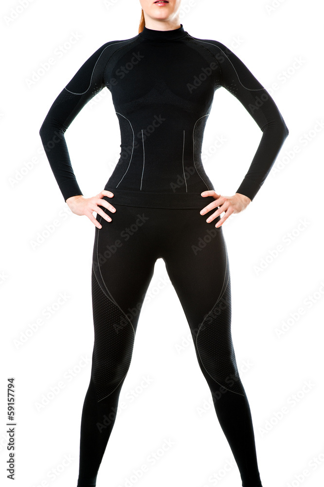 sexy woman in black hot sports thermal underwear sexy woman in black hot sports thermal underwear