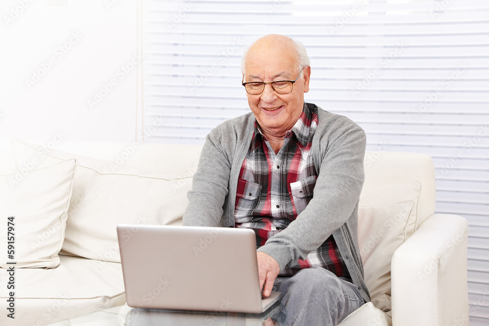 Senior man with computer in internet Senior man with computer in internet