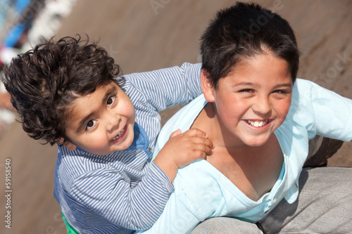 happy little brothers outdoors