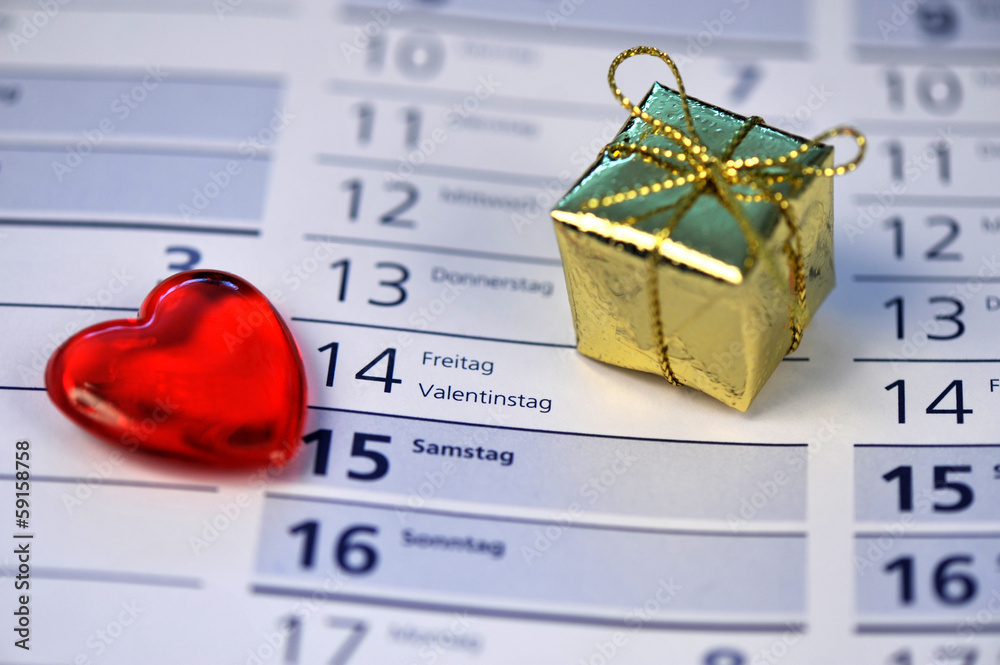 Valentinstag, 14.02.2014, Tag der Liebenden, Kalender, Geschenk Stock