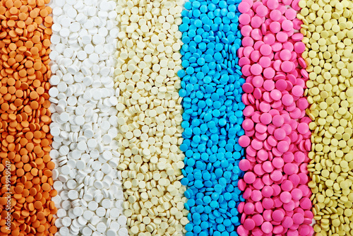 Colored round medicine tablet antibiotic pills