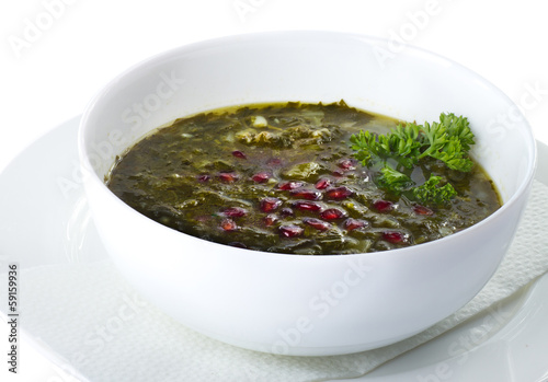Fresh green pea soup