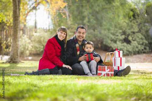 Mixed Race Family Enjoying ...