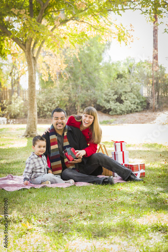 Mixed Race Family Enjoying ...