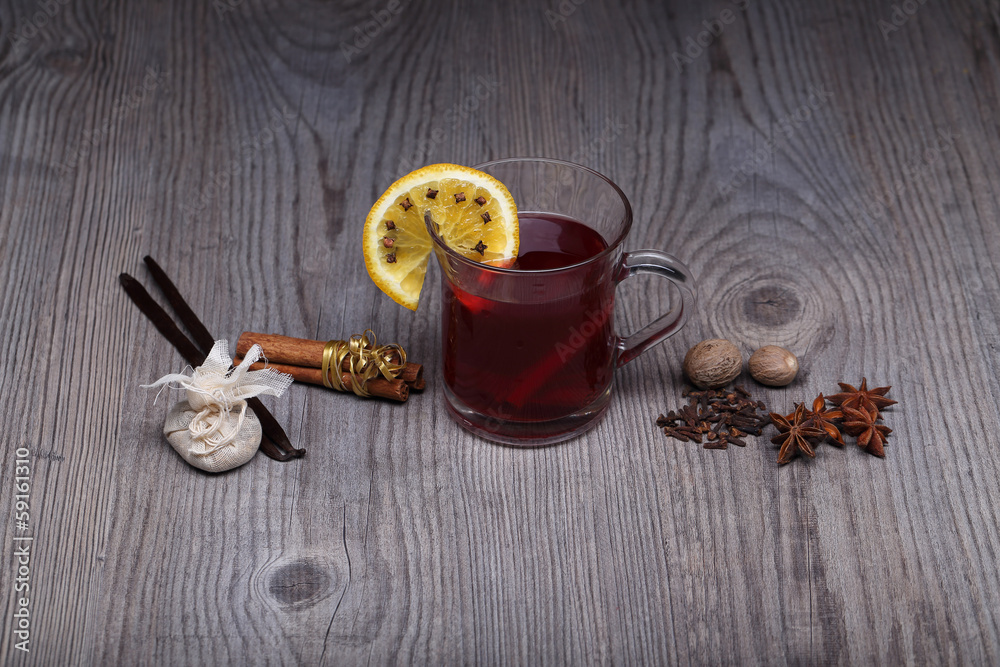 Fototapeta premium Mulled wine with spices