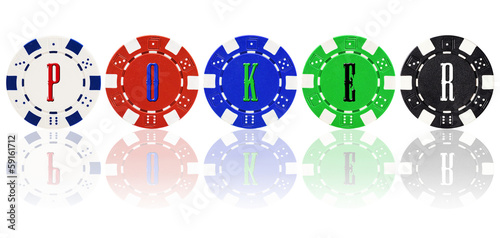 Poker chips isolated on white background