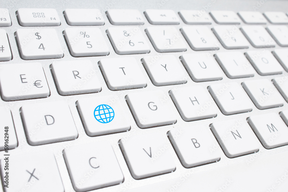 world cloud concept on blue button of the keyboard world cloud concept on blue button of the keyboard