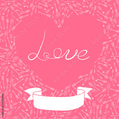 Valentine's Day card with hearts and arrows