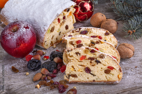 traditional homemade Christmas sweet bread with dried fruit