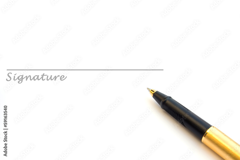 Pen and signature isolated on white Pen and signature isolated on white