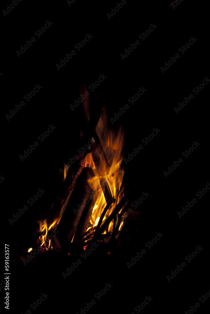 Fototapeta premium Campfire with a black background