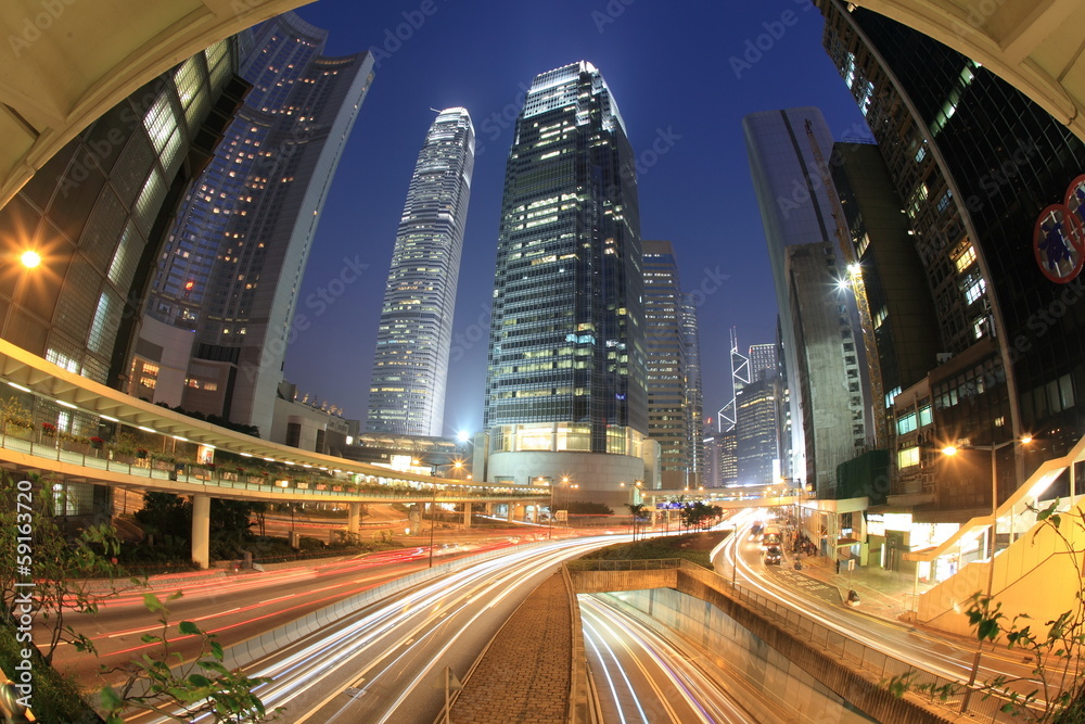 cityscape in Hong Kong at night