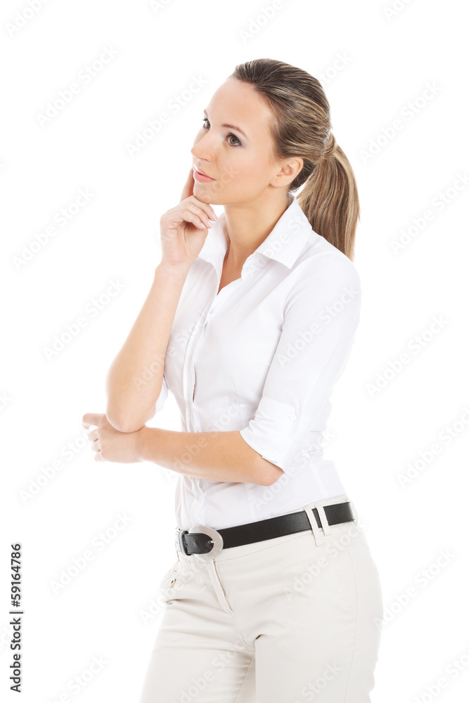 Beautiful young student,business woman thinking. Beautiful young student,business woman thinking.