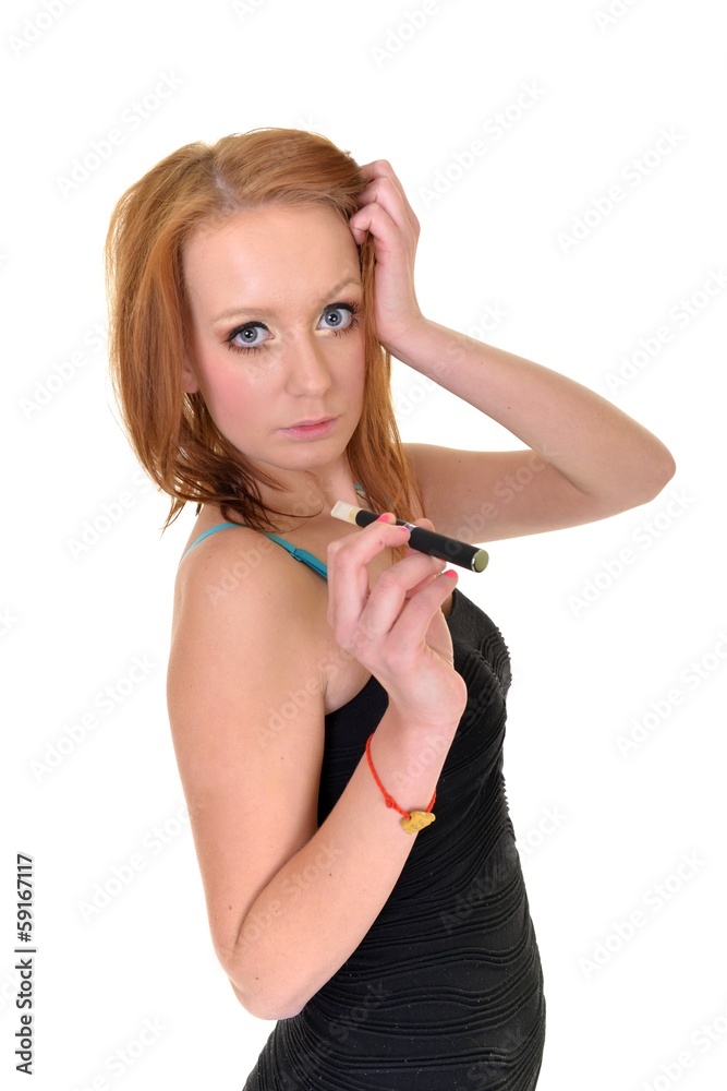 Young woman smoking electronic cigarette Young woman smoking electronic cigarette