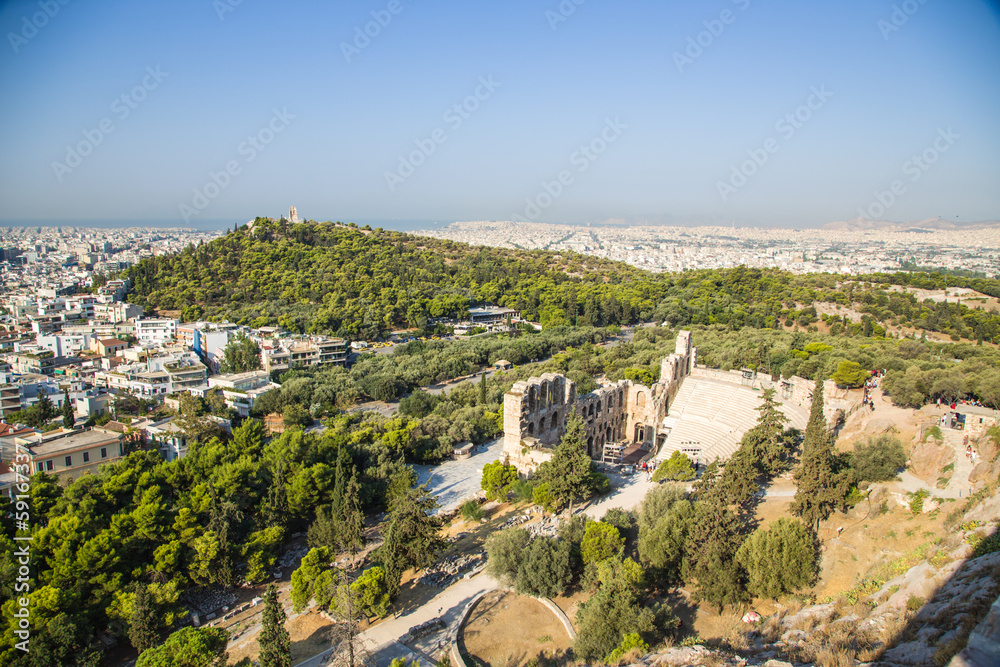 View of Athens and The Odeon of Herodes Atticus