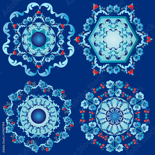 blue oriental border and ornament eight