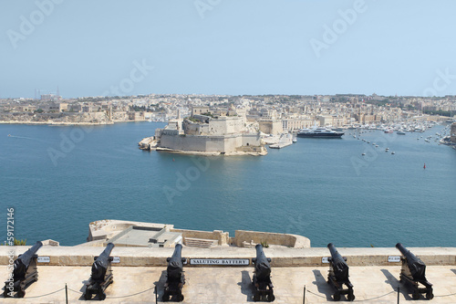 Valletta scenic view of the Grand Harbour & Fort St. Angelo