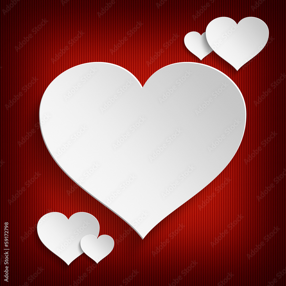Valentines Day - white hearts on red background