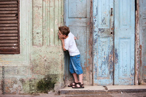 Little boy outdoor in Havana city