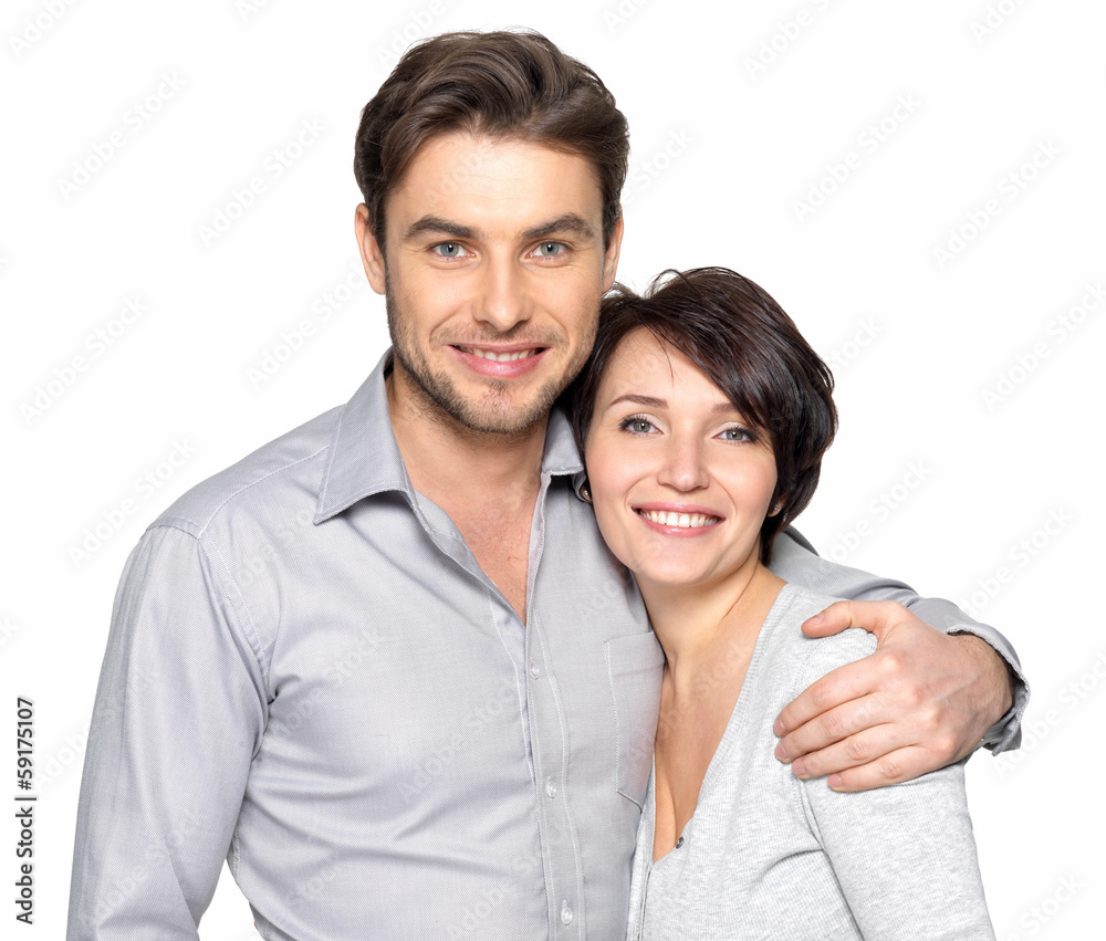 Closeup portrait of beautiful happy couple - isolated Closeup portrait of beautiful happy couple - isolated