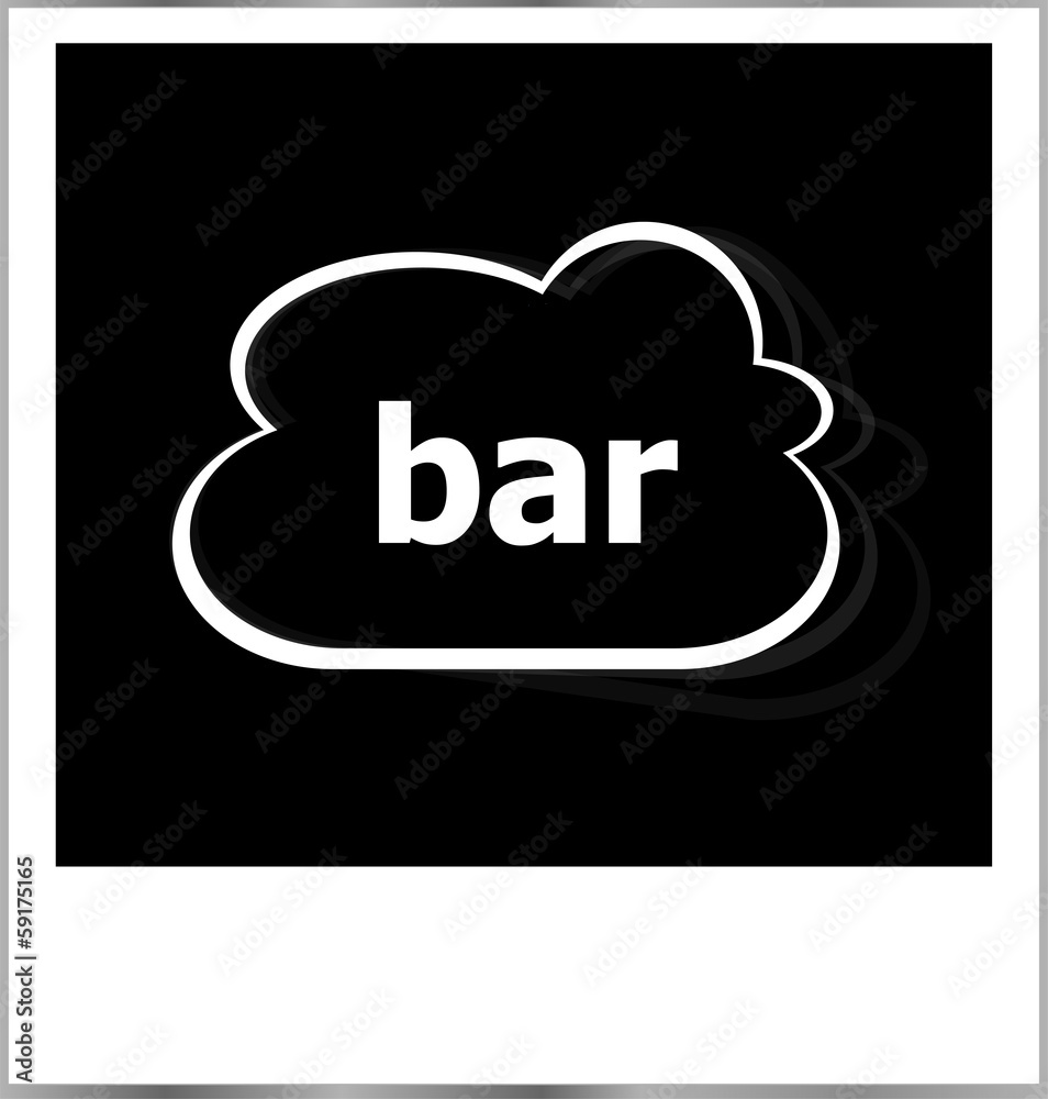 instant photo frame with cloud and bar word, business concept instant photo frame with cloud and bar word, business concept