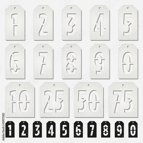 hang tags stencil numbers cards